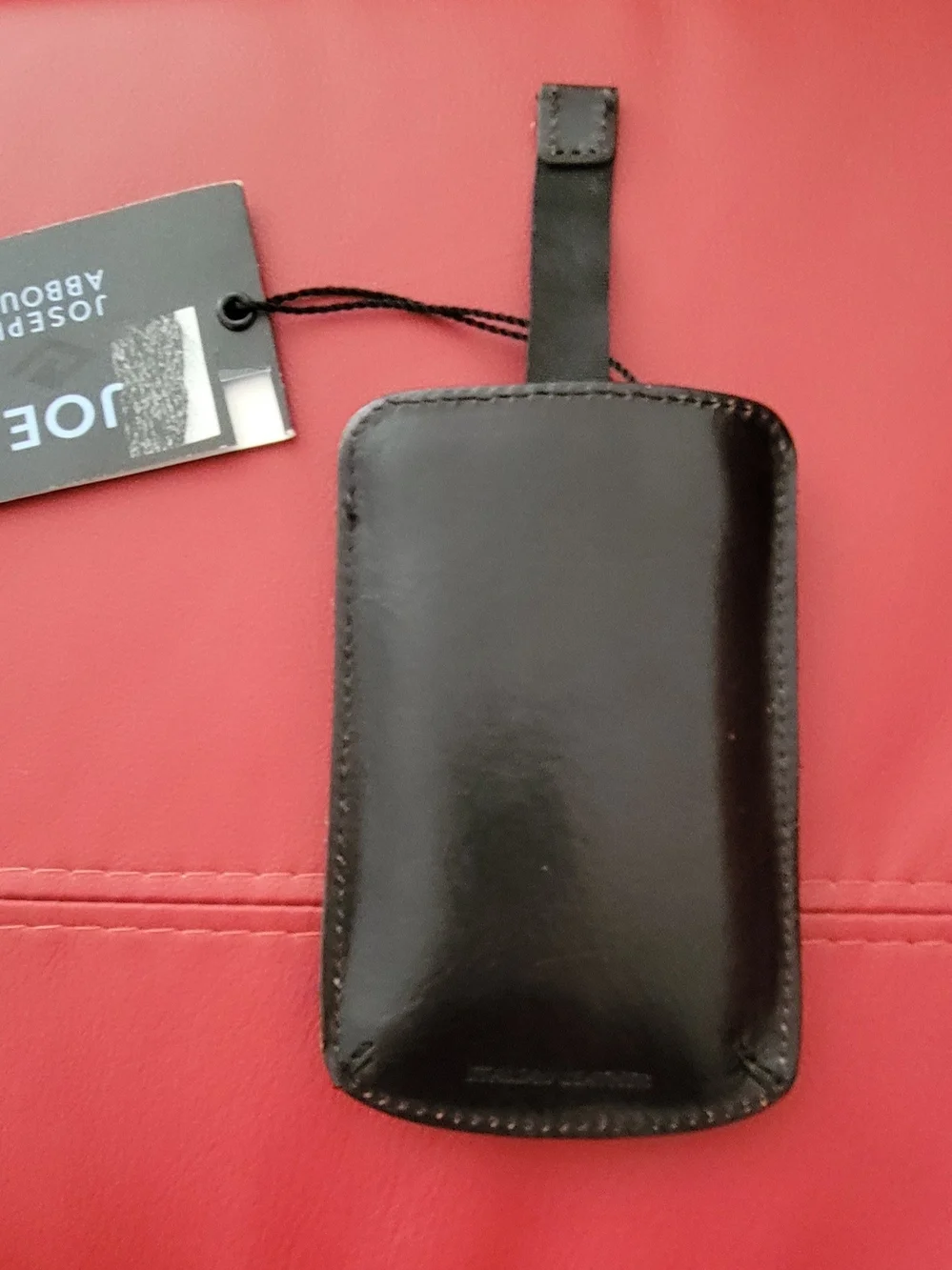 Joseph Abboud Black Leather Pull-Tab Phone Sleeve